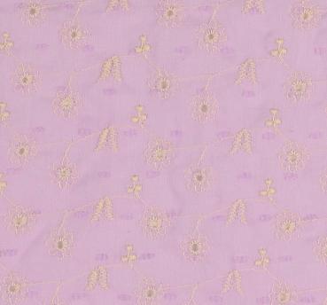 Dobby Voile mit Blumenstickerei, flieder